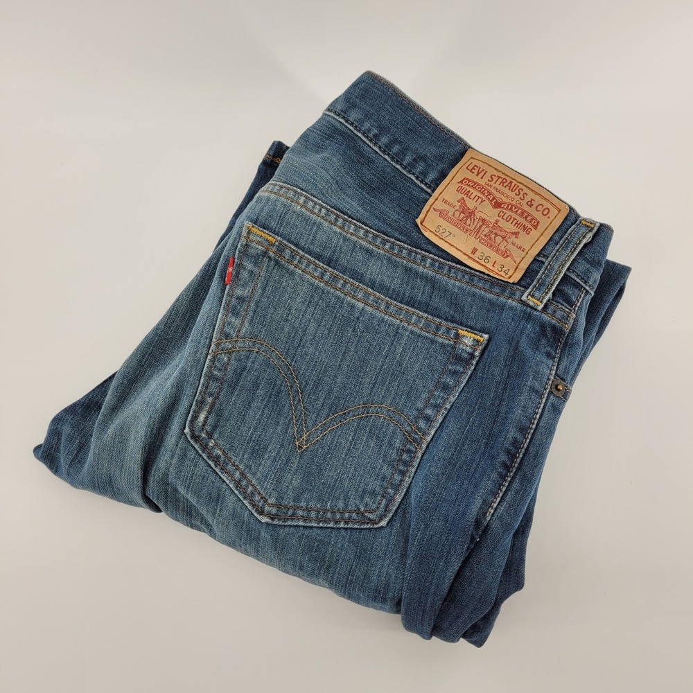 Levi's 527 Low Boot Cut Mens 36x34 Blue Denim Jeans
